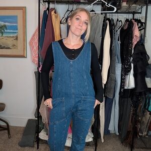 Free People Women's Denim Blue Overalls